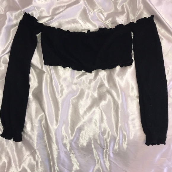 Topshop La Bamba Sport Black Ribbed Cropped Top - Picture 4 of 4